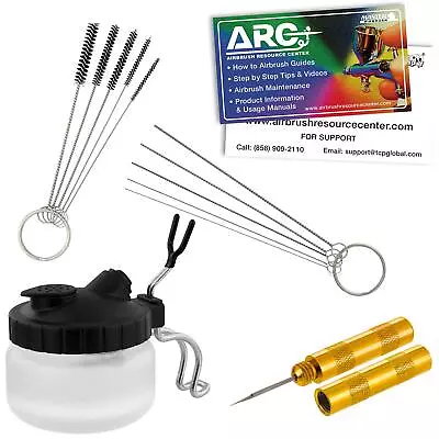 Master Airbrush 13 Piece AirbrushCleaning Kit - GlassCleaning PotJar With Holder • $24.92