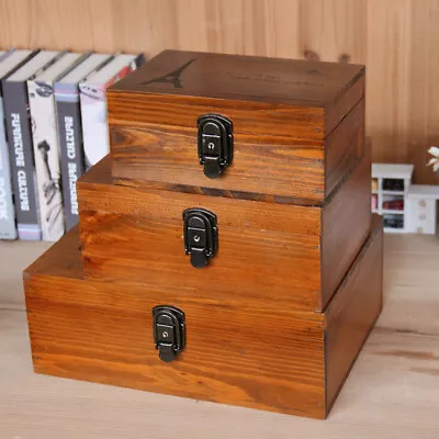 Lockable Wooden Storage Cabinet Organiser Vintage Desktop Case Gift Decoration • £11.95