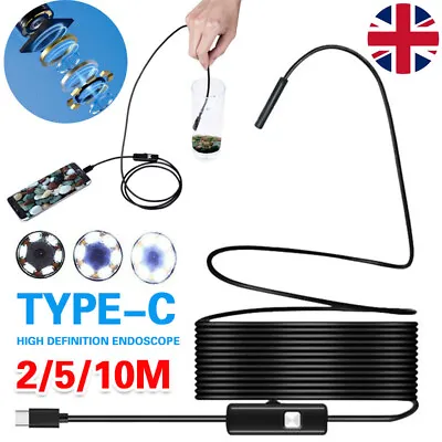 Endoscope Snake Cam Borescope Inspection Camera Waterproof For Android Car/Tube • £9.59
