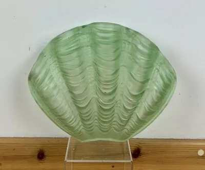 Vintage Art Deco Clam Odeon Wall Light Lamp Shade Green Uranium Glass • £45