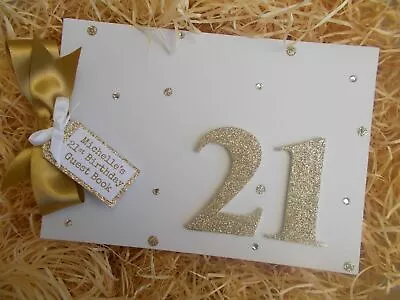  Glitter Personalised 21st Birthday Guest Book Scrapbook Memory Photo Album Gift • £16.95