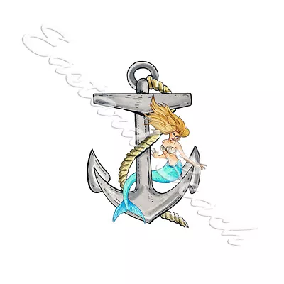 Anchor And Mermaid Printed Vinyl Decal Sticker - Car Truck RV Boat • $6.95