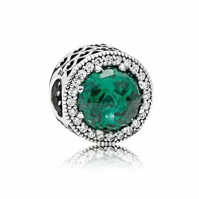 $82 • Buy NEW Genuine Pandora Charm 791725NSG Green Radiant Hearts Sterling Silver ALE S/S