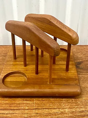 Vintage Mid Century Teak Wood Napkin Condiments Holder  • $34.99