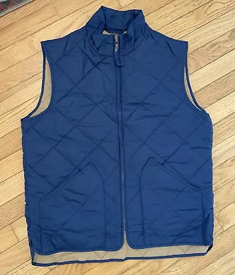 J.Crew Vest Mens Medium Blue Authentic Outerwear Quilted Full Zip Pockets Collar • $25