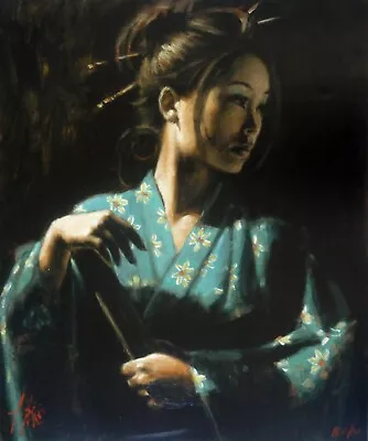 Fabian Perez  Geisha En Turquesa  Hand Textured Limited Ed. LARGE Canvas Signed • £1251.04