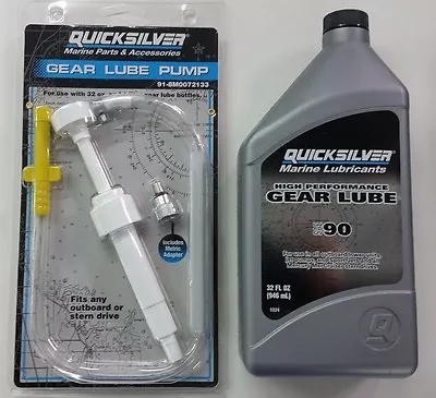 Mercruiser Quicksilver High Performance Gear Lube Quart Outdrive Oil & Pump • $38.99