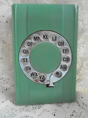 Vintage Rotary Dial Desktop Flip Phone Book - Green  (3 Rubber Feet Are Missing) • £13