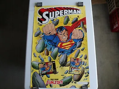 Superman 100% Original Vintage Retail Promo Poster 23 1/2 X36  Sunsoft SNES SEGA • $99.95