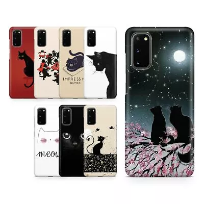 Case For Samsung S20 S10 S8 S9 S7 Hard Phone Cover Black Cute Kitty • £5.99