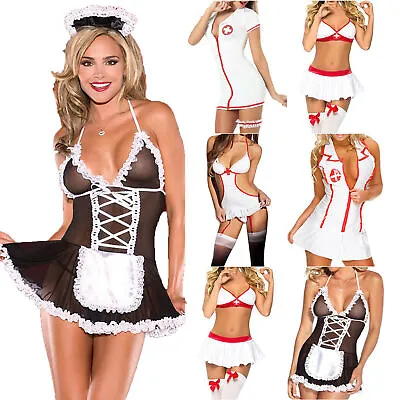 Woman Sexy Naughty Maid Nurse Uniform Cosplay Adult Costume Lingerie Outfit AU. • $14.79