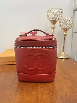 Authentic Chanel Vintage Timeless Vanity Bag In Red Caviar RARE • $540