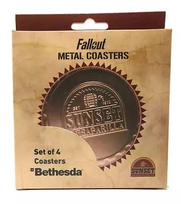 Fallout Sunset Sarsaparilla Set Of 4 Metal Coasters - Official Merchandise - NEW • £12.95