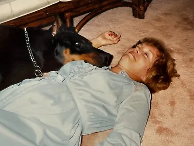 2E Photograph Woman Laying On Ground With Beloved Pet Doberman Pinscher 1994  • $14.50