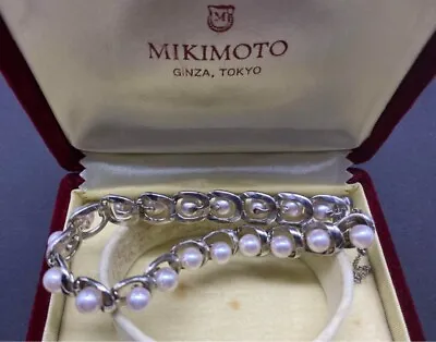 MIKIMOTO Akoya Pearl 5.80mm Silver Bracelet With Case • $644.99