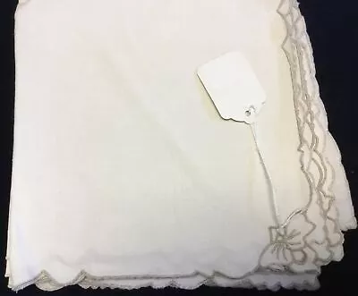 4 Vintage Ecru Linen Luncheon Napkins  • $12