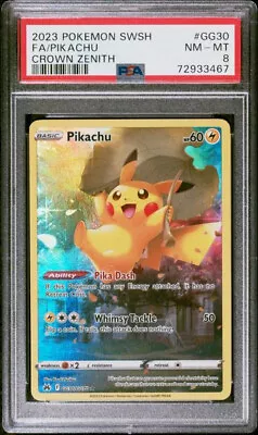 $24.99 • Buy Pokemon Pikachu GG30 Full Art - Crown Zenith - Mint PSA 8