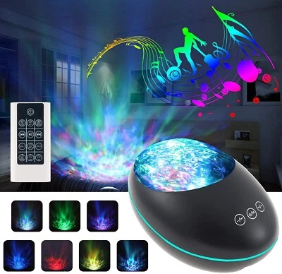 £15.49 • Buy 2 In 1 Relax Music LED Night Light Ocean Wave Projector Remote Lamp Baby Sleep