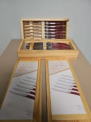 Wolfgang Puck 12-Piece Steak Knife Set With Wooden Gift Boxes (CRANBERRY) • $34.99