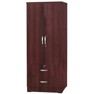 Better Home Products Grace Wood 2-Door Wardrobe Armoire With 2-Drawers Mahogany • $250.69