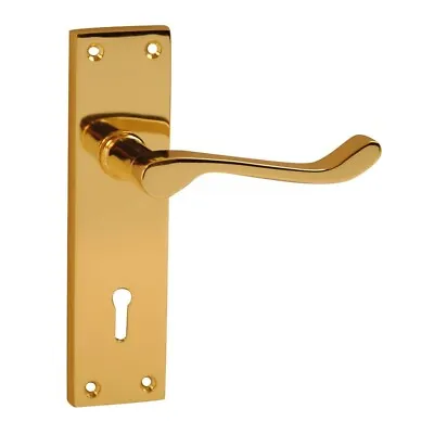 £14.49 • Buy Victorian Scroll Lever Lock Door Handle Set, Polished Brass And Screws