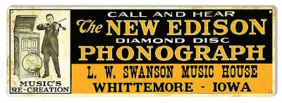 Edison Diamond Disc Phonograph Reproduction Metal Sign 6x18 • $18