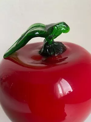 Vintage Retro Murano Style Red Apple Art Glass Hand Blown Fruit Figurine 5  Tall • $17.77