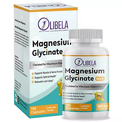 Magnesium Glycinate 500mg Chelated- Calm Stress Sleep Leg Cramp - 180 Caps • $16.97