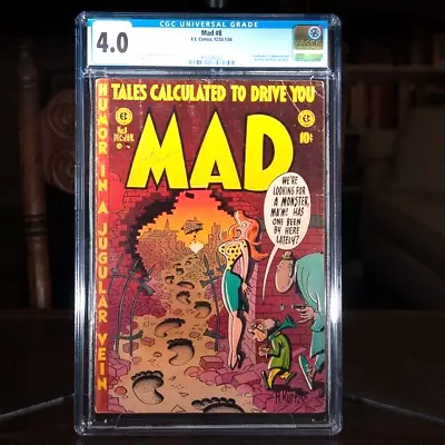 MAD 8 CGC 4.0  1953 E.C. Comics Off-White/White Pages Rare • $275