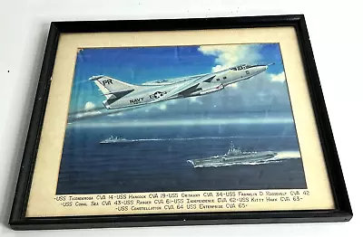Vintage US Navy A-3 Skywarrior VQ-1 Framed Silk Painting Art • $125