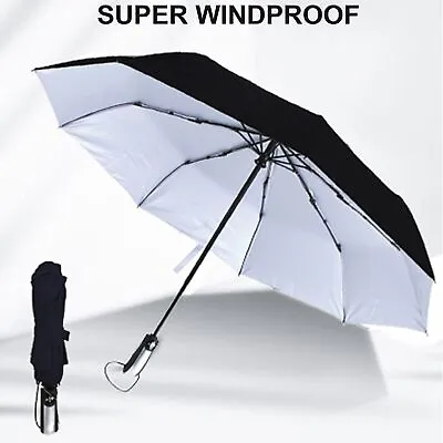 🔥10 Rib Windproof Umbrella Automatic Open Close Strong Travel Compact Folding • £8.95