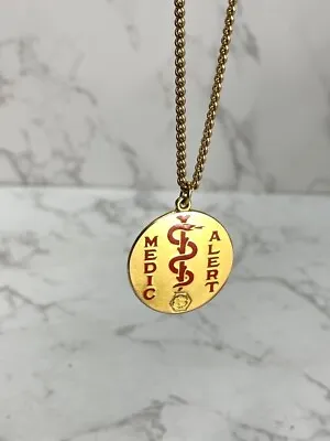 Medic Alert Charm Pendant Necklace 10k Gold • $124.99