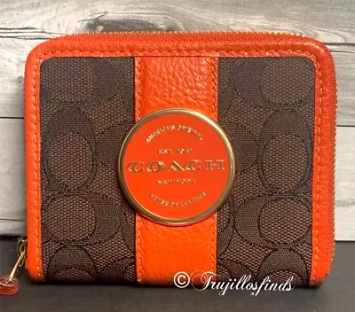 Coach Small Zip Around Wallet In Signature Canvas And Leather C8323 New • $75.99