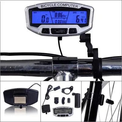 LCD Backlight Bike Computer Odometer Bicycle Cycling Speedometer Waterproof MPH • $18.59