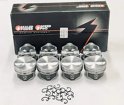 SPEED PRO Hypereutectic Coated Flat Top 2vr Pistons Set/8 Chevy 350 9.7:1 +.030 • $188.56