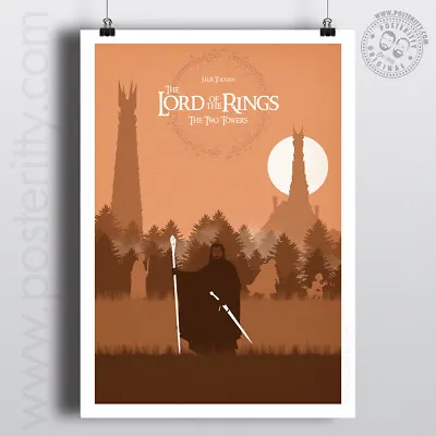 LORD OF THE RINGS - Two Towers Minimalist Movie Poster Print Posteritty Tolkien • £4.50