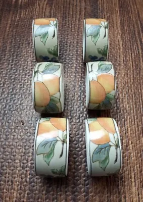 Vintage Mikasa Intaglio CAC29 Garden Harvest NAPKIN RINGS Set Of 6 • $25