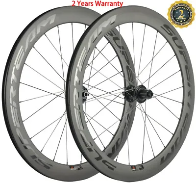 Superteam 60mm Disc Brake Carbon Wheels Road Bike Disc Brake Carbon Wheelset700C • $399.50