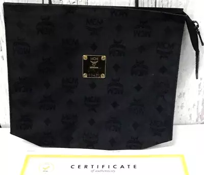 MCM Nylon Clutch Visetos Pouch #6042L Black/Gold • $89.55