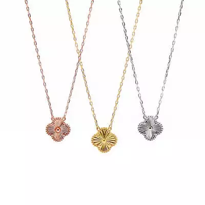 Solid Gold Custom Clover Necklace - 14K | 3 Color Variant Options | Pendant + Ne • $399.99
