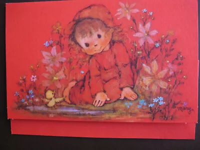 UNUSED 1970s Vintage Postalette By Mary Hamilton Girl In Red W/ Duckling • $5.99