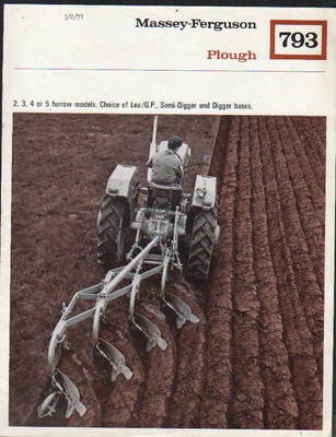 £6.50 • Buy 1966 Massey Ferguson  793  Tractor Plough Brochure Leaflet