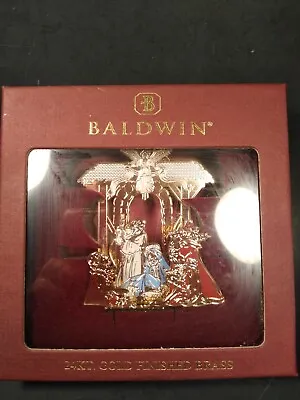 Baldwin Nativity Ornament 24 K Gold Finish Brass IOB • $25