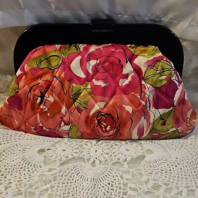 Vera Bradley Millie Clutch Vintage Satin Rose Pattern With Black Acrylic Closure • $14