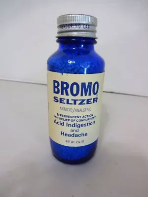 Vintage Bromo Seltzer 2 5/8 Oz Cobalt Blue Bottle 5 -Full • $10