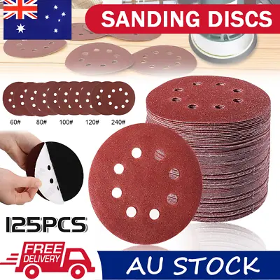 $15.01 • Buy 125x 125mm 5  Sanding Discs 60 80 100 120 240 Grit Orbital Sander Pads Sandpaper