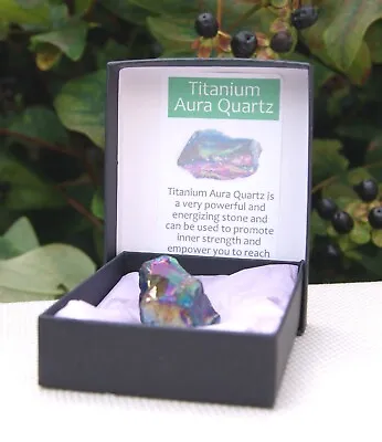 Rainbow Titanium Aura Quartz Crystal Stone Natural Healing Presentation Gift Box • £6.99