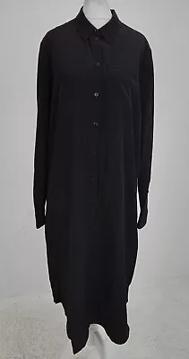 £19.99 • Buy Burberry Dress Black Silk Shirt Style Midi Collared Buttoned Uniform Used