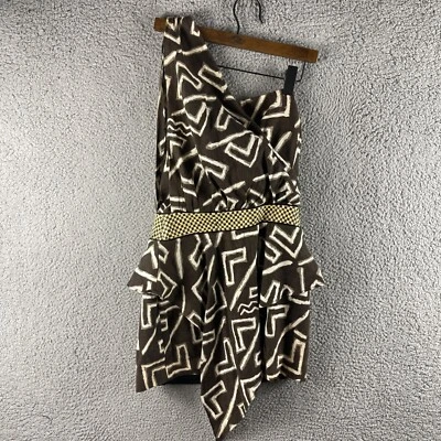 $29.90 • Buy Sass & Bide Womens Dress 10 Brown One Shoulder Short A Line Arrow Print Career