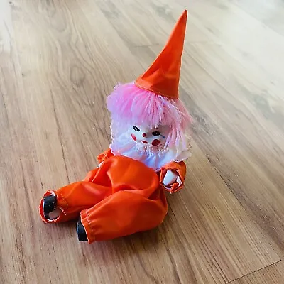 Vintage Red/Orange Costume Clown - Porcelain Face Beanbag Body 30cm Collectible • $24.99